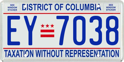 DC license plate EY7038