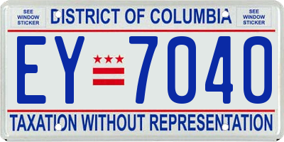 DC license plate EY7040