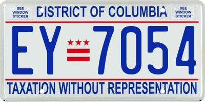 DC license plate EY7054