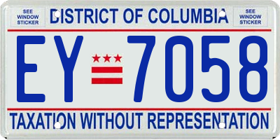 DC license plate EY7058