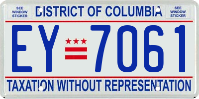 DC license plate EY7061