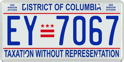 DC license plate EY7067