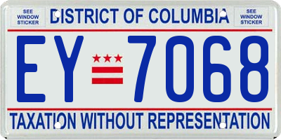 DC license plate EY7068