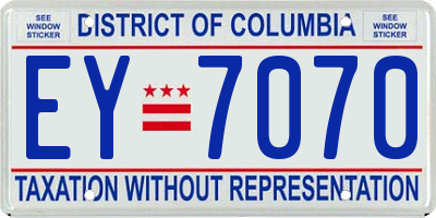 DC license plate EY7070