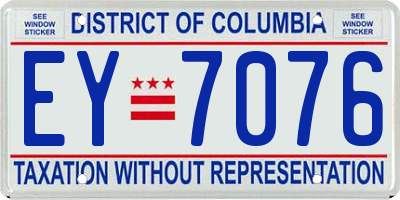 DC license plate EY7076