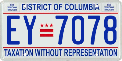 DC license plate EY7078