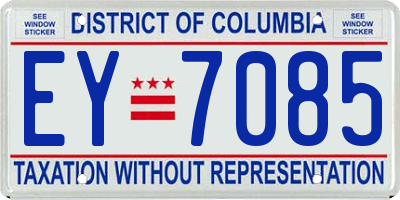 DC license plate EY7085