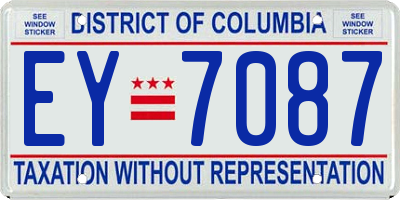 DC license plate EY7087