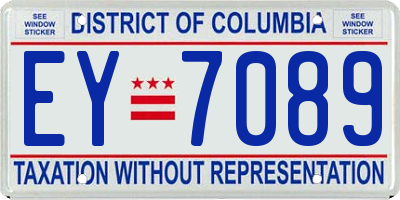 DC license plate EY7089