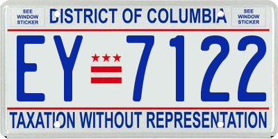 DC license plate EY7122