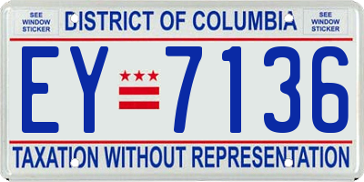 DC license plate EY7136