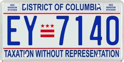 DC license plate EY7140