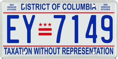 DC license plate EY7149