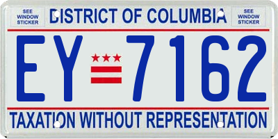 DC license plate EY7162