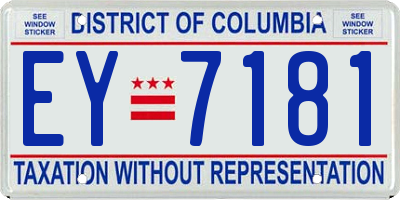 DC license plate EY7181