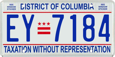 DC license plate EY7184