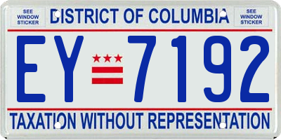 DC license plate EY7192