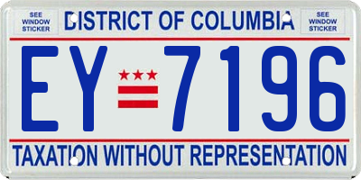 DC license plate EY7196