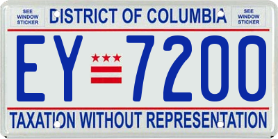 DC license plate EY7200