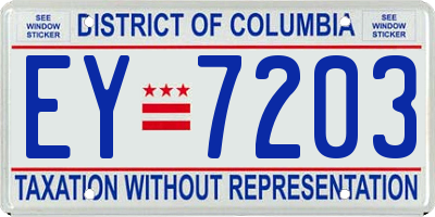 DC license plate EY7203