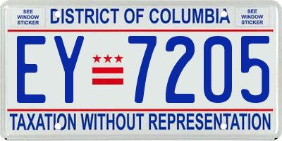 DC license plate EY7205