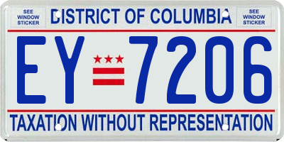 DC license plate EY7206