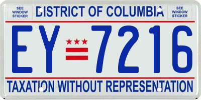 DC license plate EY7216