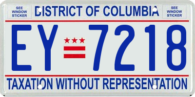 DC license plate EY7218