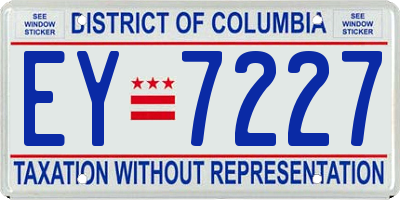 DC license plate EY7227