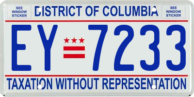 DC license plate EY7233