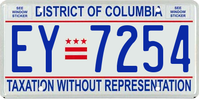 DC license plate EY7254