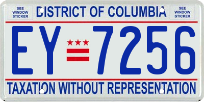 DC license plate EY7256