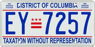 DC license plate EY7257