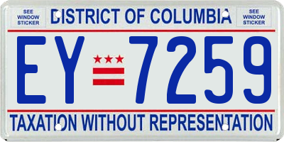 DC license plate EY7259