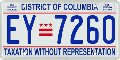 DC license plate EY7260