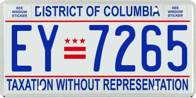 DC license plate EY7265