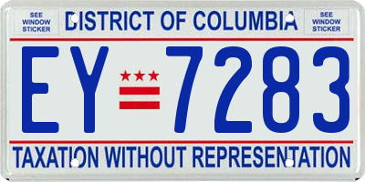 DC license plate EY7283