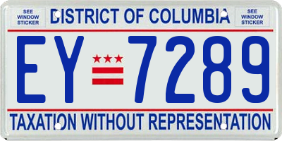 DC license plate EY7289