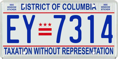 DC license plate EY7314