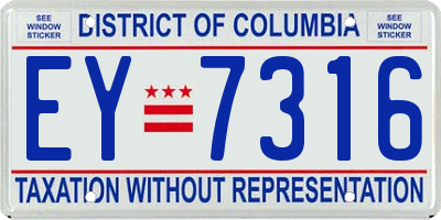 DC license plate EY7316