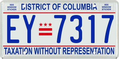 DC license plate EY7317