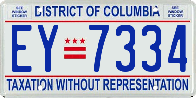 DC license plate EY7334