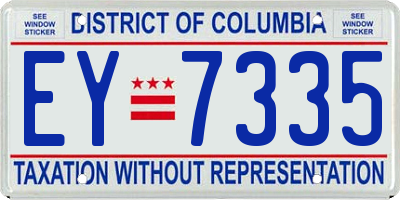 DC license plate EY7335