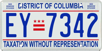 DC license plate EY7342