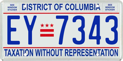 DC license plate EY7343