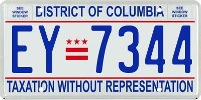 DC license plate EY7344