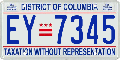 DC license plate EY7345