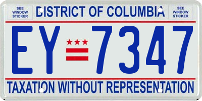 DC license plate EY7347