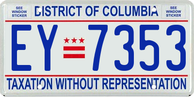 DC license plate EY7353