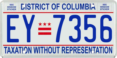 DC license plate EY7356